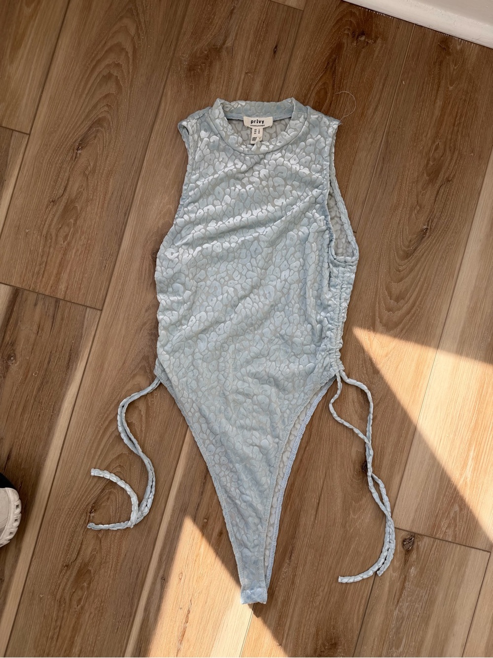 Privy Light Blue Leopard Womens Bodysuit